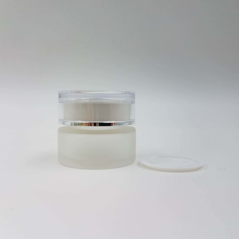 20g 磨砂玻璃霜膏瓶白色內蓋