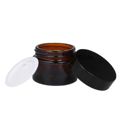 20g 棕色闊口玻璃霜膏瓶 (黑色蓋)