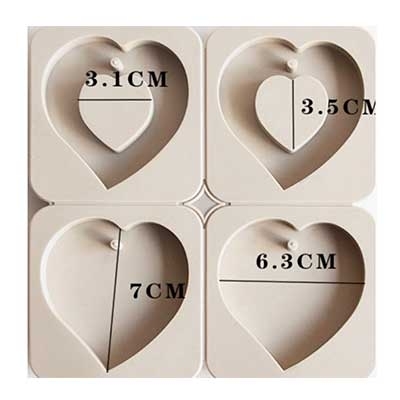 擴香石/蠟片矽膠模具 (桃心形) 可掛繩